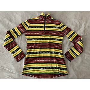 Lauren Ralph Lauren Bright Stripe 1/4 zip pullover fleece SZ Small